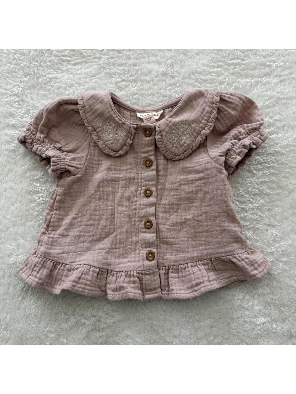 18m Embroidered Muslin Blush Top